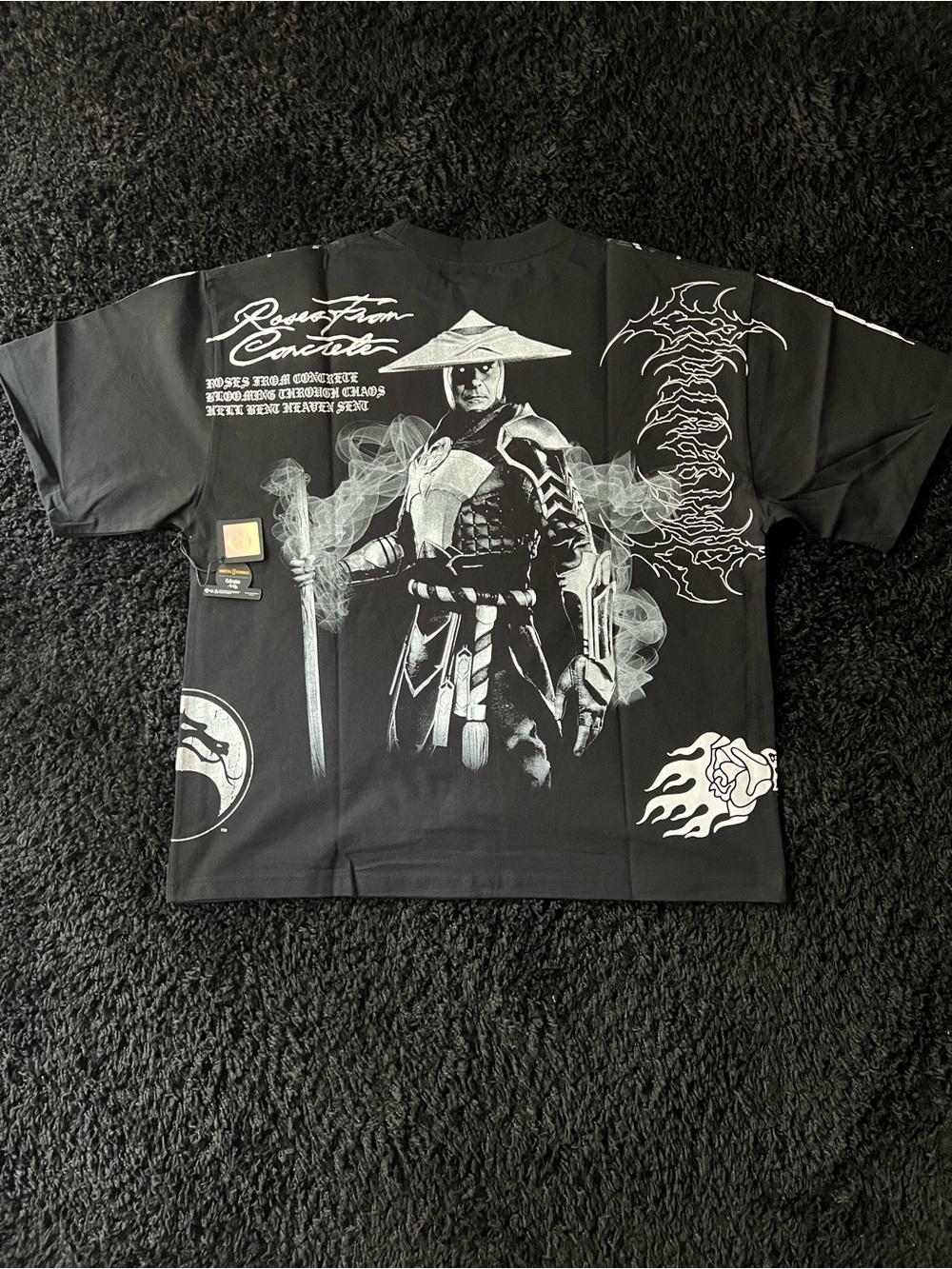 Black Mortal Kombat Graphic Raiden Short-Sleeve Tee
